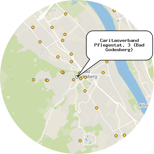 Kartenausschnitt für die Firma Caritasverband Pflegestat. 3 (Bad Godesberg)