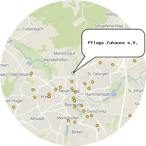 Kartenausschnitt für die Firma Pflege Zuhause e.V.