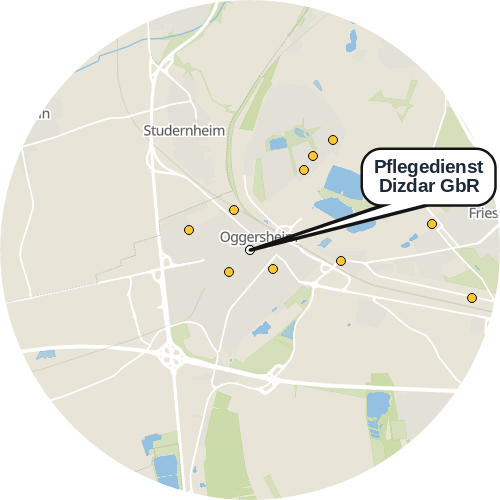 Kartenausschnitt für die Firma Pflegedienst Dizdar GbR