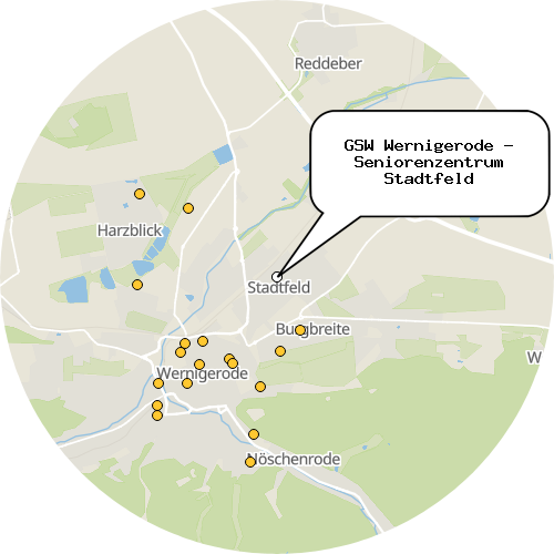 Kartenausschnitt für die Firma GSW Wernigerode - Seniorenzentrum Stadtfeld