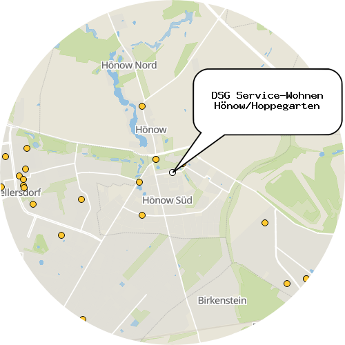 Kartenausschnitt für die Firma DSG Service-Wohnen Hönow/Hoppegarten