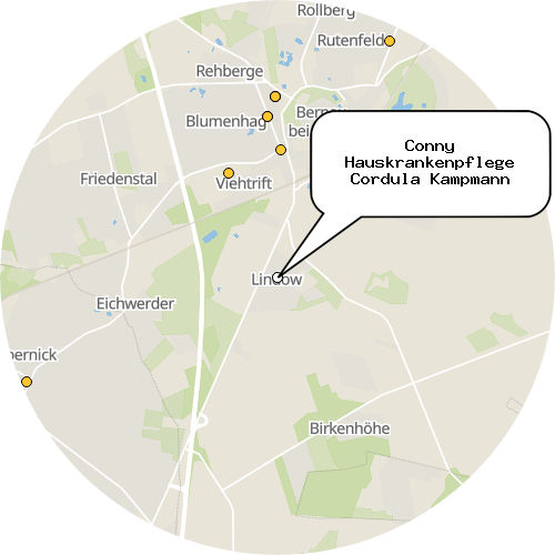 Kartenausschnitt für die Firma Conny Hauskrankenpflege Cordula Kampmann