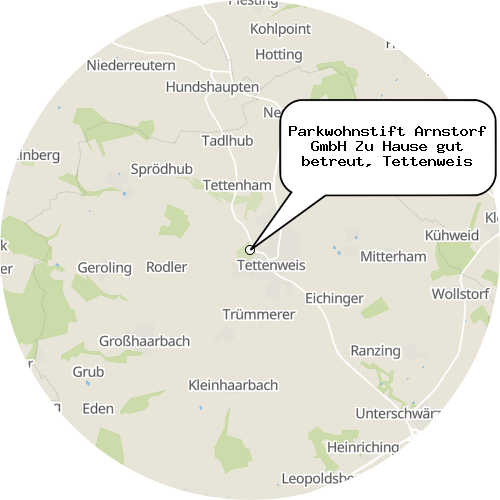 Kartenausschnitt für die Firma Parkwohnstift Arnstorf GmbH Zu Hause gut betreut, Tettenweis