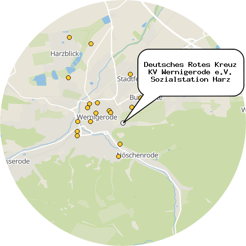Kartenausschnitt für die Firma Deutsches Rotes Kreuz KV Wernigerode e.V. Sozialstation Harz