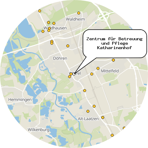 Kartenausschnitt für die Firma Zentrum für Betreuung und Pflege Katharinenhof