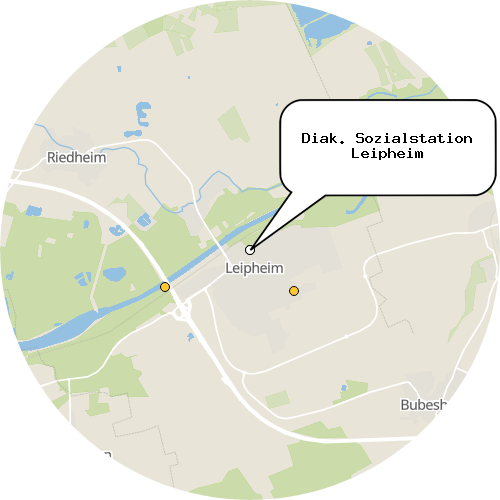 Kartenausschnitt für die Firma Diak. Sozialstation Leipheim