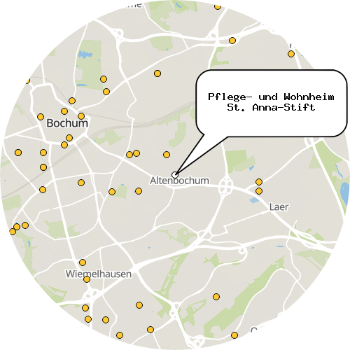 Kartenausschnitt für die Firma Pflege- und Wohnheim St. Anna-Stift