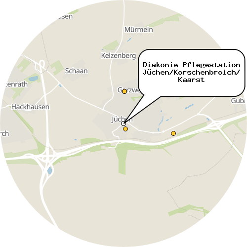 Kartenausschnitt für die Firma Diakonie Pflegestation Jüchen/Korschenbroich/Kaarst