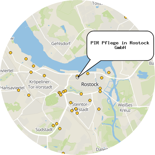 Kartenausschnitt für die Firma PIR Pflege in Rostock GmbH