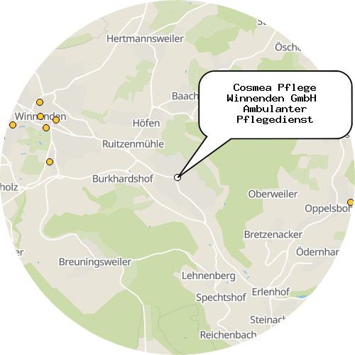 Kartenausschnitt für die Firma Cosmea Pflege Winnenden GmbH  Ambulanter Pflegedienst