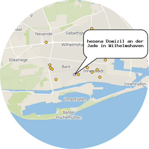 Kartenausschnitt für die Firma hesena Domizil an der Jade in Wilhelmshaven
