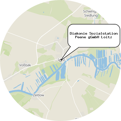 Kartenausschnitt für die Firma Diakonie Sozialstation Peene gGmbH Loitz