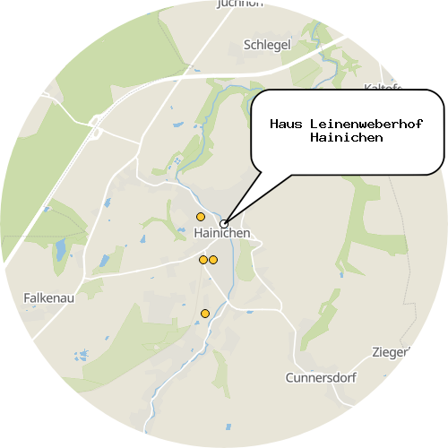 Kartenausschnitt für die Firma Haus Leinenweberhof Hainichen