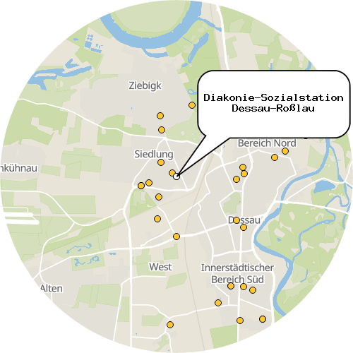 Kartenausschnitt für die Firma Diakonie-Sozialstation Dessau-Roßlau