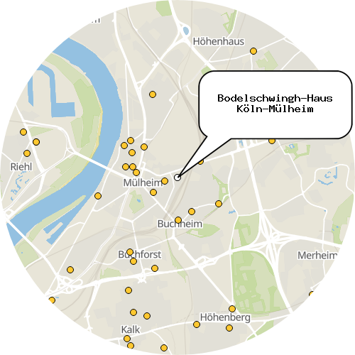 Kartenausschnitt für die Firma Bodelschwingh-Haus Köln-Mülheim