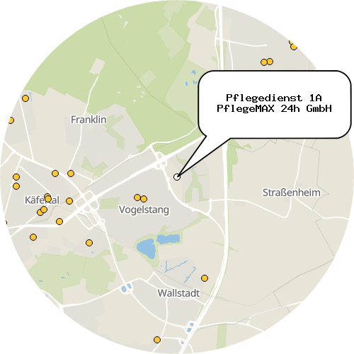 Kartenausschnitt für die Firma Pflegedienst 1A PflegeMAX 24h GmbH