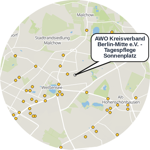 Kartenausschnitt für die Firma AWO Kreisverband Berlin-Mitte e.V. - Tagespflege Sonnenplatz