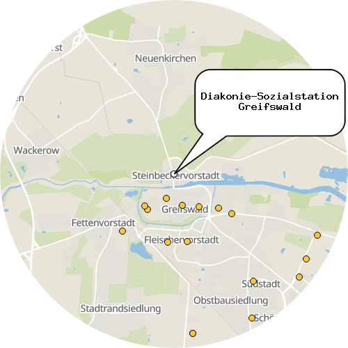 Kartenausschnitt für die Firma Diakonie-Sozialstation Greifswald