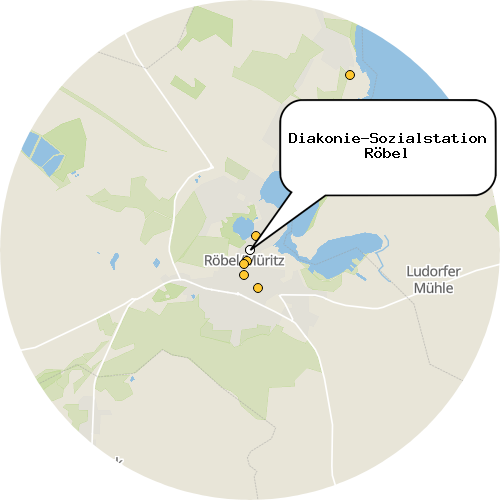 Kartenausschnitt für die Firma Diakonie-Sozialstation Röbel