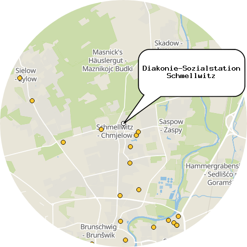 Kartenausschnitt für die Firma Diakonie-Sozialstation Schmellwitz
