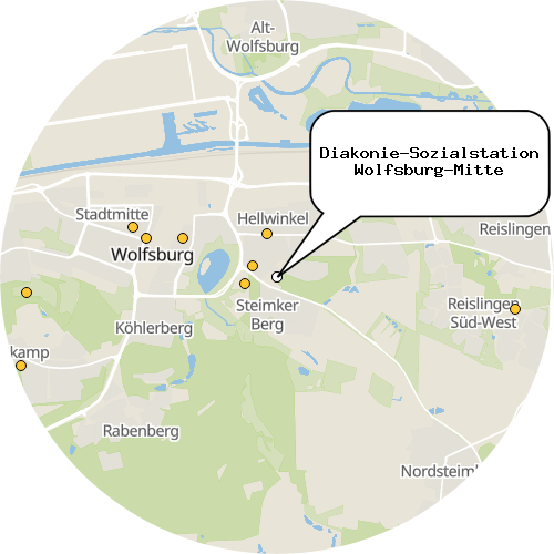 Kartenausschnitt für die Firma Diakonie-Sozialstation Wolfsburg-Mitte