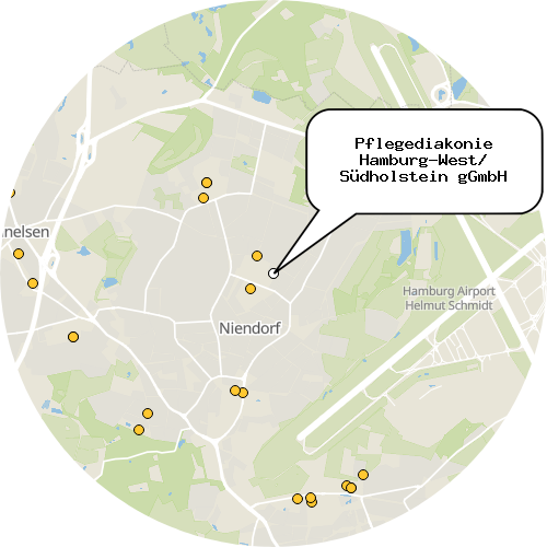 Kartenausschnitt für die Firma Pflegediakonie Hamburg-West/ Südholstein gGmbH