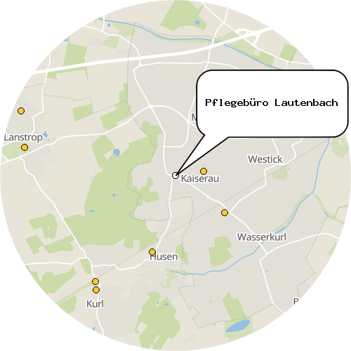 Kartenausschnitt für die Firma Pflegebüro Lautenbach
