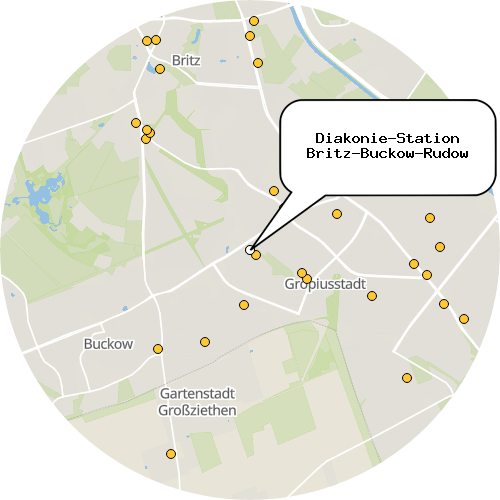 Kartenausschnitt für die Firma Diakonie-Station Britz-Buckow-Rudow
