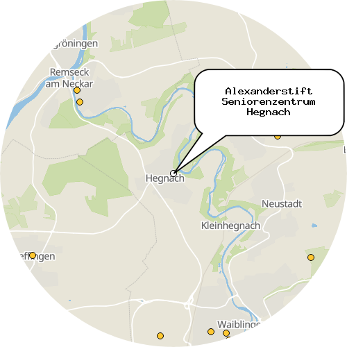Kartenausschnitt für die Firma Alexanderstift Seniorenzentrum Hegnach