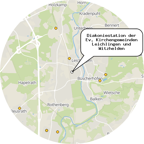 Kartenausschnitt für die Firma Diakoniestation der Ev. Kirchengemeinden Leichlingen und Witzhelden