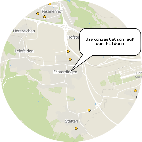 Kartenausschnitt für die Firma Diakoniestation auf den Fildern