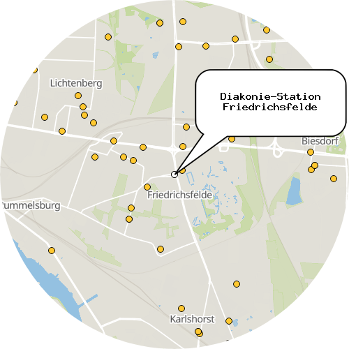 Kartenausschnitt für die Firma Diakonie-Station Friedrichsfelde