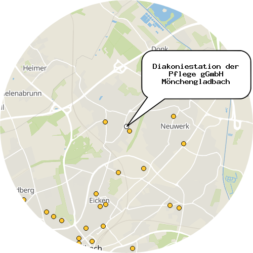 Kartenausschnitt für die Firma Diakoniestation der Pflege gGmbH Mönchengladbach