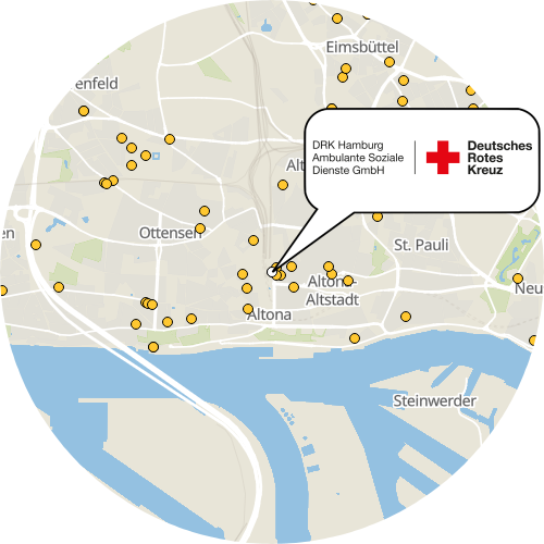 Kartenausschnitt für die Firma DRK Hamburg Ambulante Soziale Dienste GmbH Sozialstation Altona