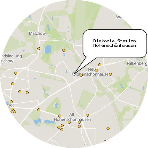 Kartenausschnitt für die Firma Diakonie-Station Hohenschönhausen