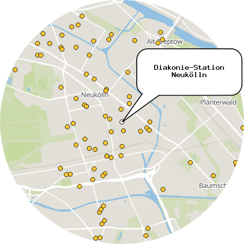 Kartenausschnitt für die Firma Diakonie-Station Neukölln