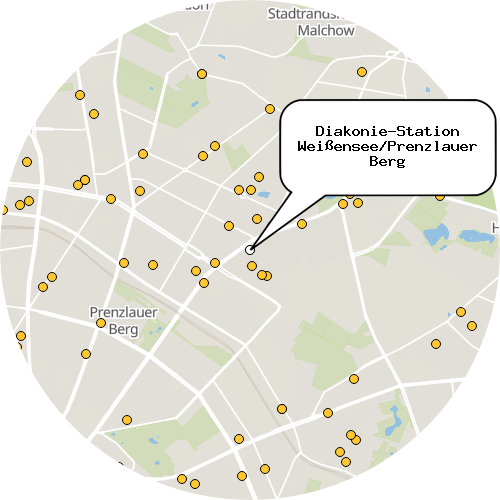 Kartenausschnitt für die Firma Diakonie-Station Weißensee/Prenzlauer Berg