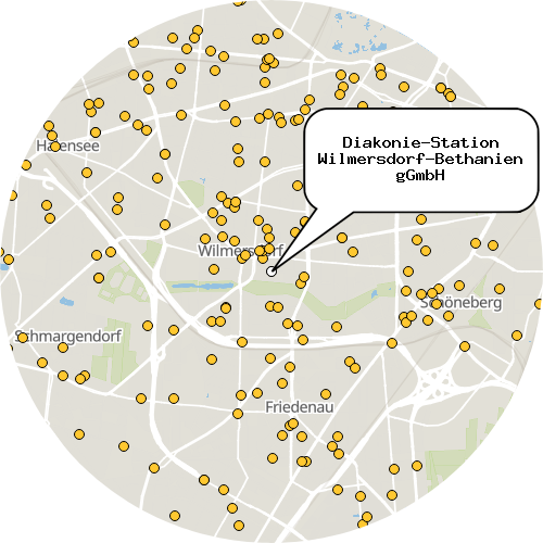 Kartenausschnitt für die Firma Diakonie-Station Wilmersdorf-Bethanien gGmbH
