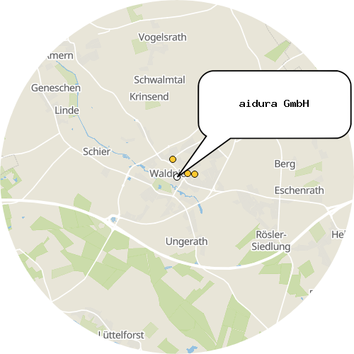 Kartenausschnitt für die Firma aidura GmbH