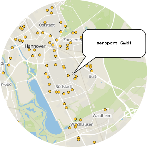 Kartenausschnitt für die Firma aeroport GmbH