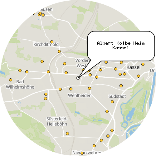 Kartenausschnitt für die Firma Albert Kolbe Heim Kassel