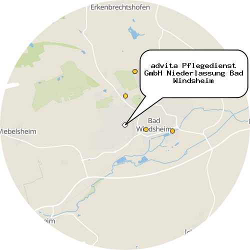 Kartenausschnitt für die Firma advita Pflegedienst GmbH Niederlassung Bad Windsheim
