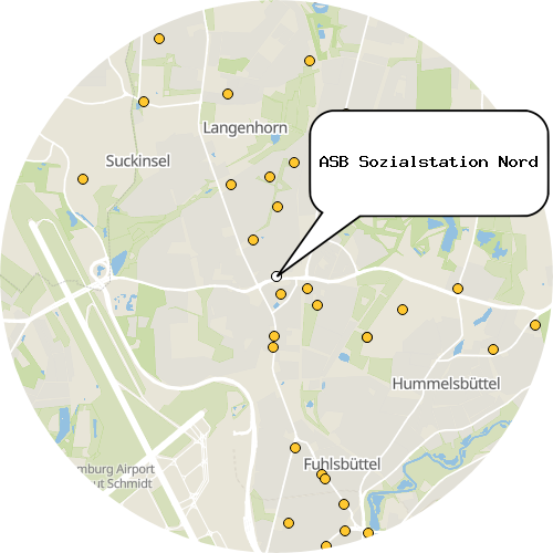 Kartenausschnitt für die Firma ASB Sozialstation Nord