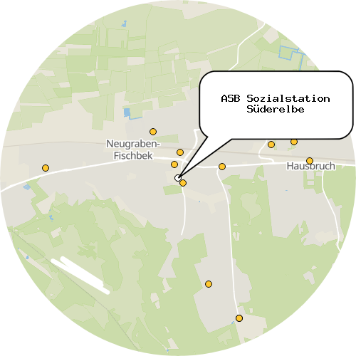 Kartenausschnitt für die Firma ASB Sozialstation Süderelbe