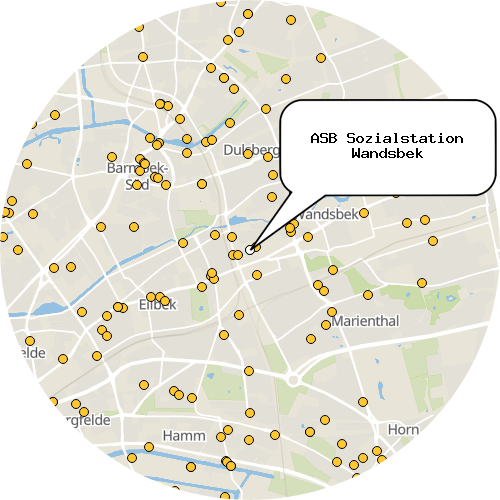 Kartenausschnitt für die Firma ASB Sozialstation Wandsbek