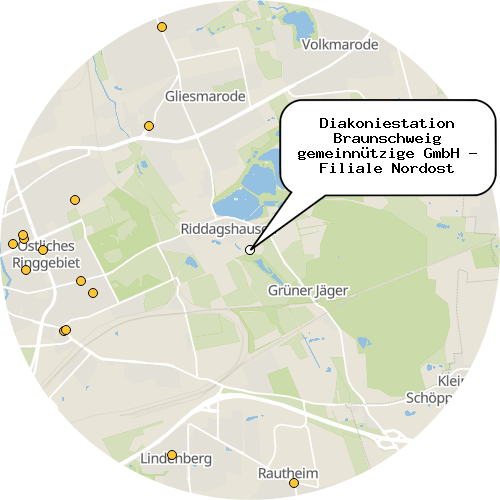 Kartenausschnitt für die Firma Diakoniestation Braunschweig gemeinnützige GmbH - Filiale Nordost