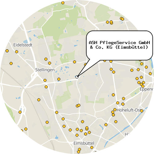 Kartenausschnitt für die Firma ASH PflegeService GmbH & Co. KG (Eimsbüttel)
