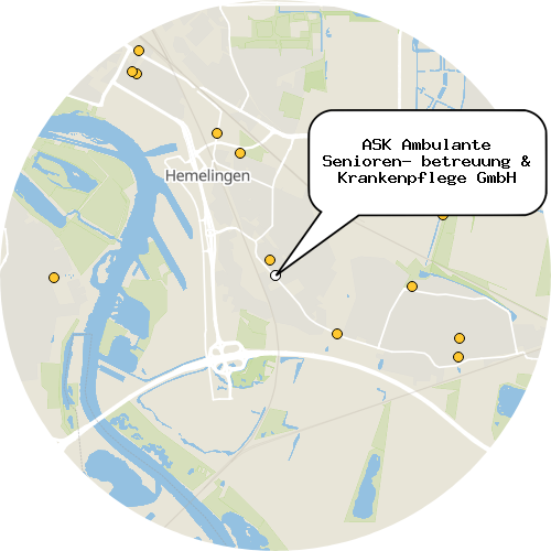 Kartenausschnitt für die Firma ASK Ambulante Senioren- betreuung & Krankenpflege GmbH