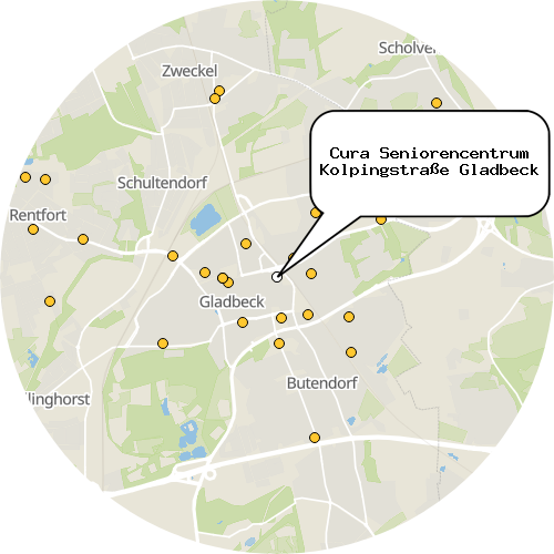 Kartenausschnitt für die Firma Cura Seniorencentrum Kolpingstraße Gladbeck