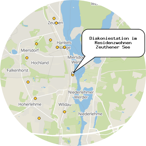 Kartenausschnitt für die Firma Diakoniestation im Residenzwohnen Zeuthener See